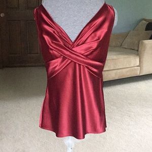 Ann Taylor Red Wine Satin Sleeveless Top